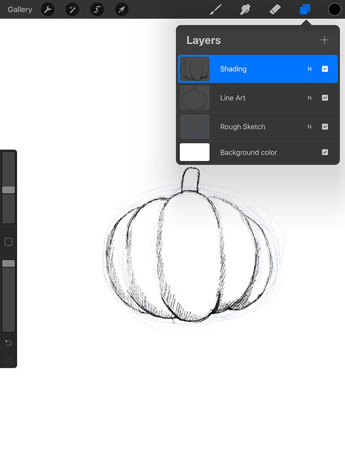 Procreate Layer Order for Pumpkin Drawing