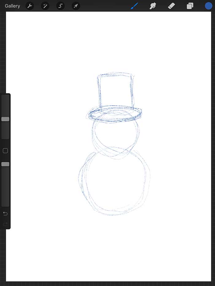 Step 2 - Rough Outline of Snowman's Hat