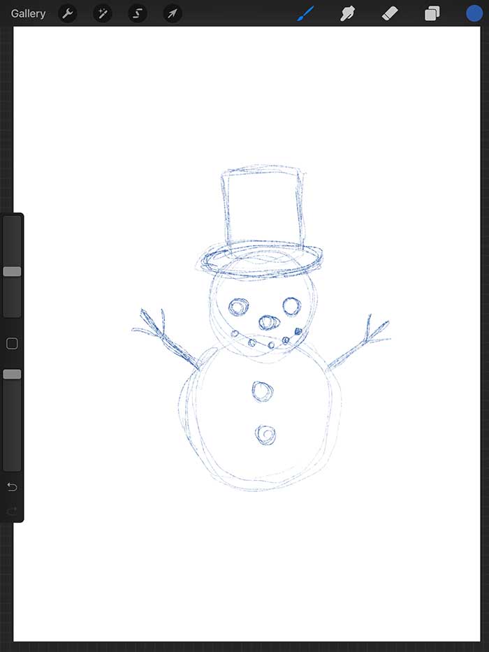 Step 3 - Rough Sketch of Snowman's Details