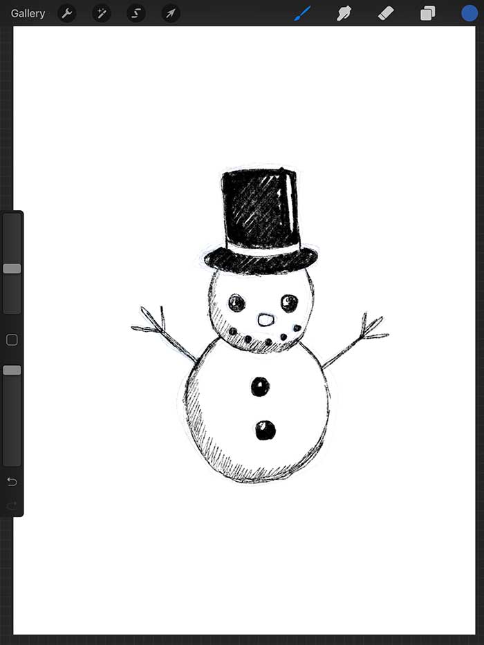 Step 6 - Shadow and Details of Snowman