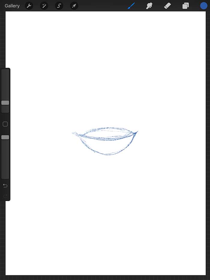 Step 1: Draw Basic Shapes of Lips