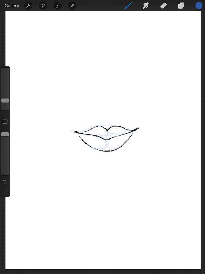 Step 4: Refine Sketch Drawing of Lips